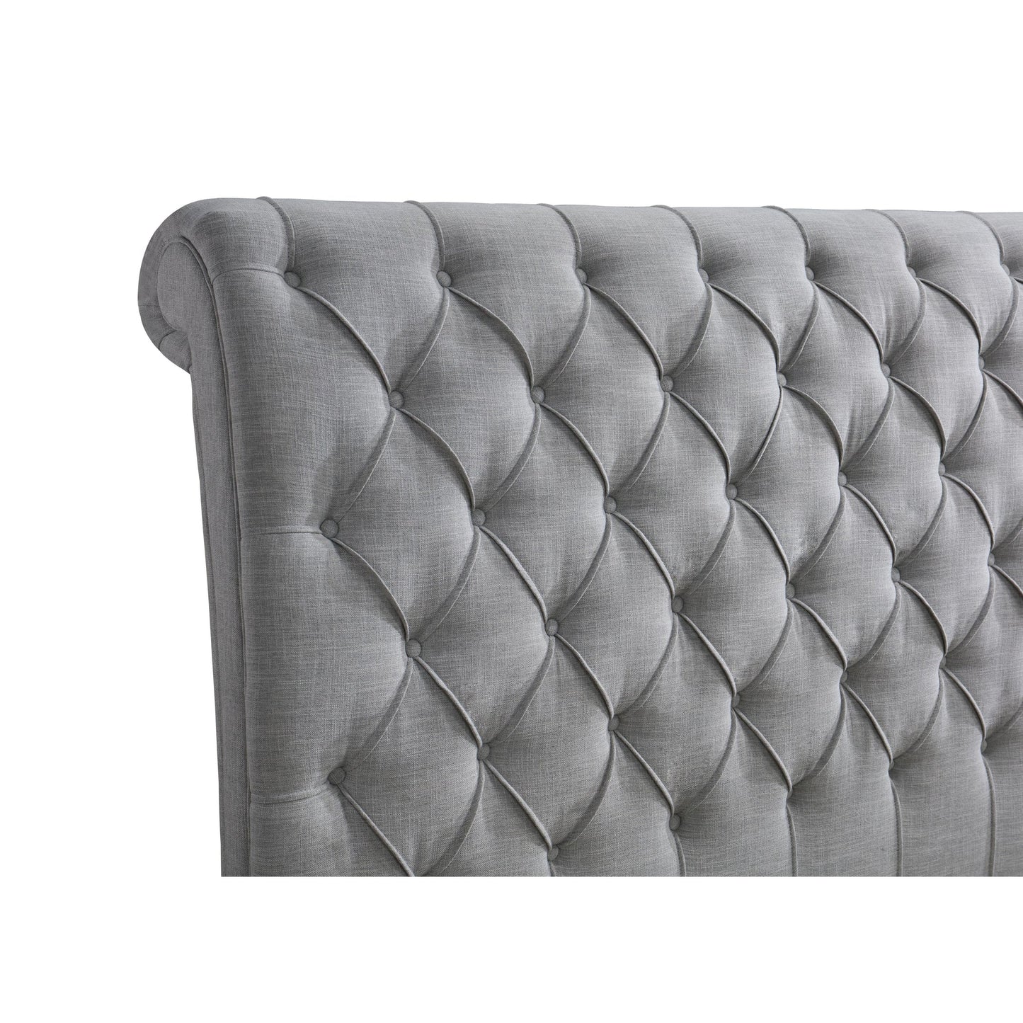 Grey Platform Upholstered Tufted Bed