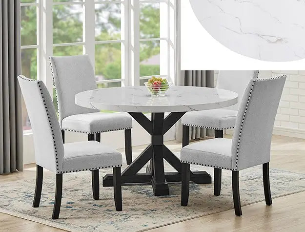 5PC Faux Marble Dining Set