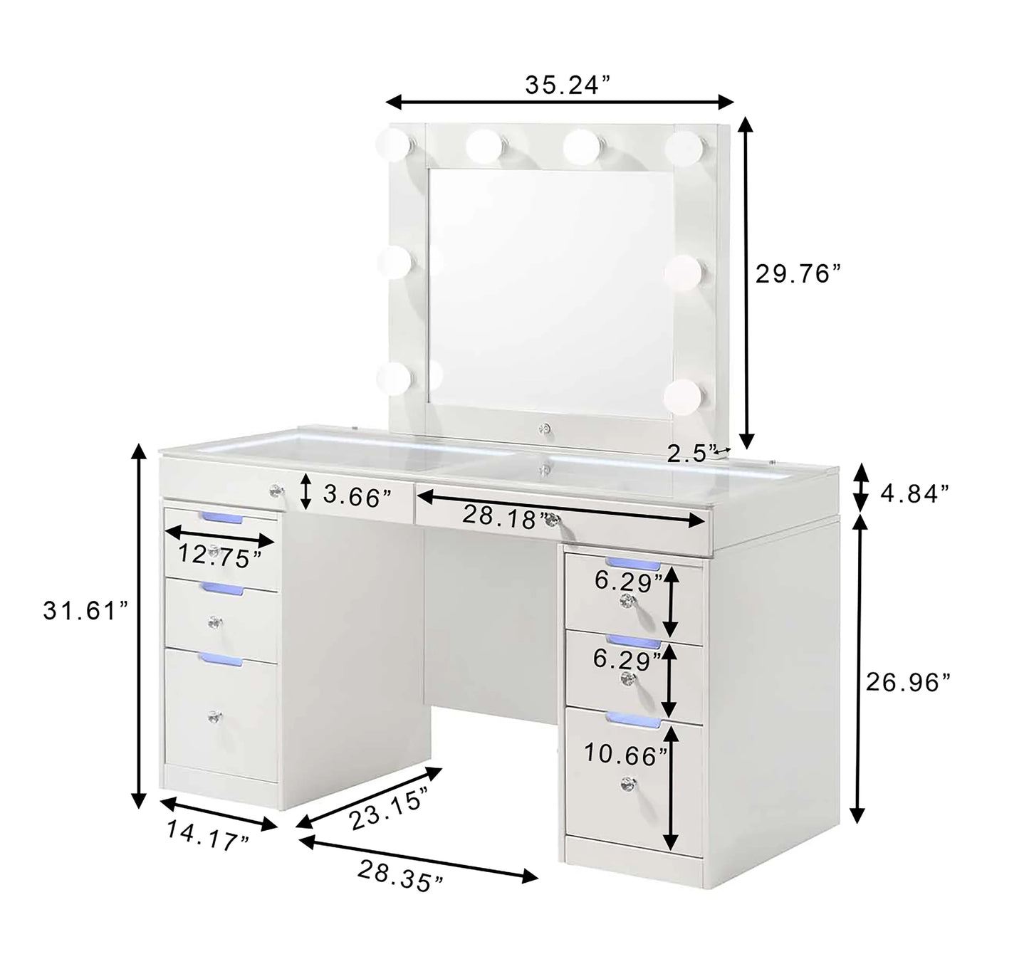 White LED Vanity Set