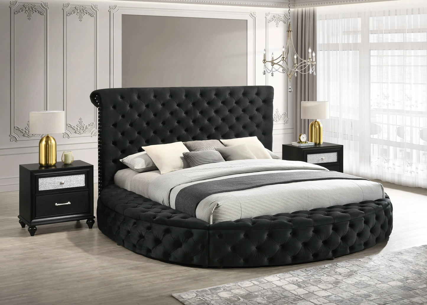 Tufted Upholstered Velvet Storage Bed