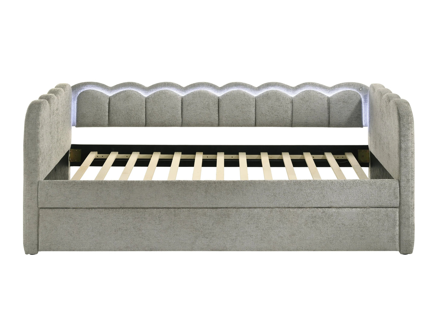 Upholstered Light Grey LED Daybed