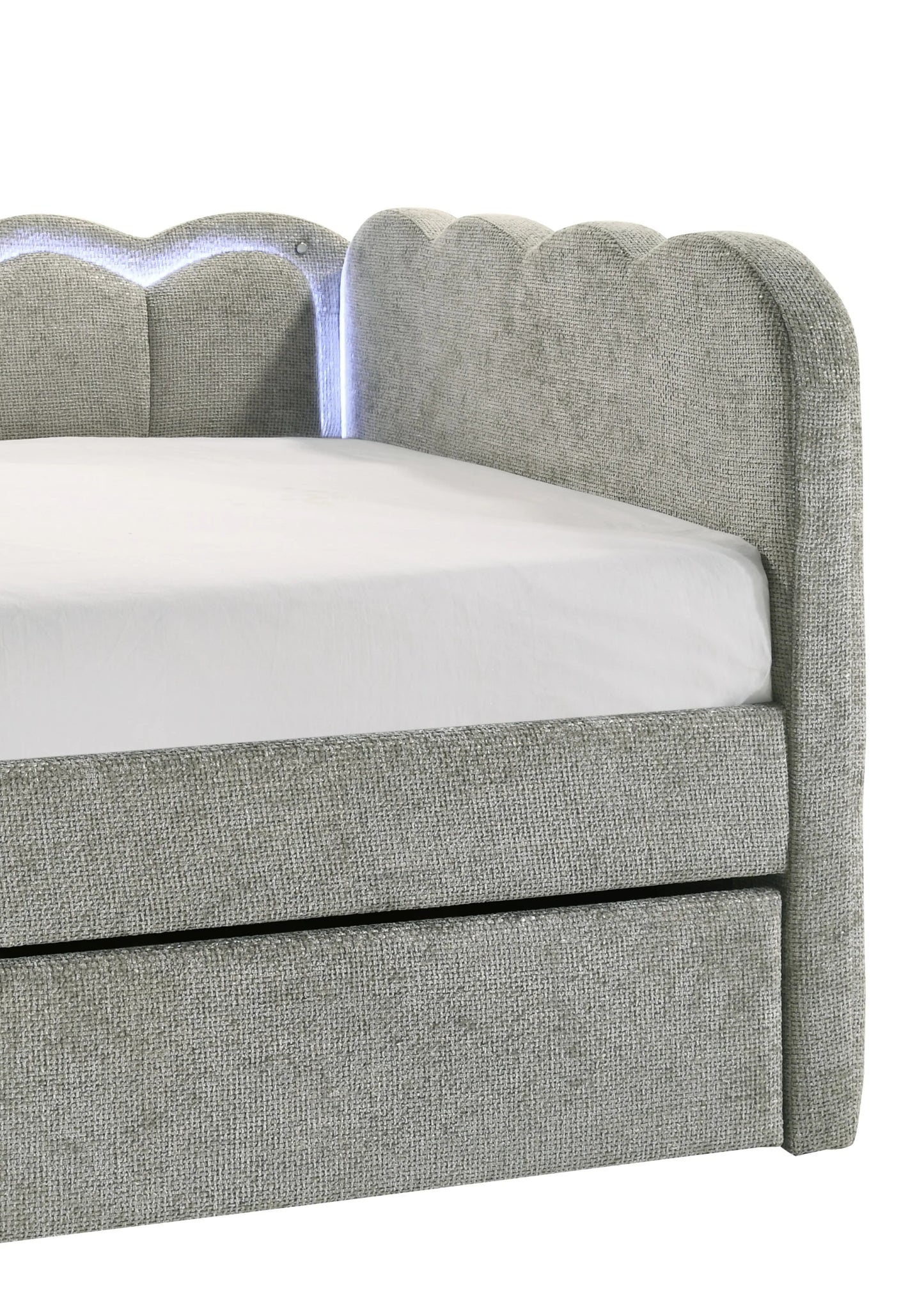 Upholstered Light Grey LED Daybed