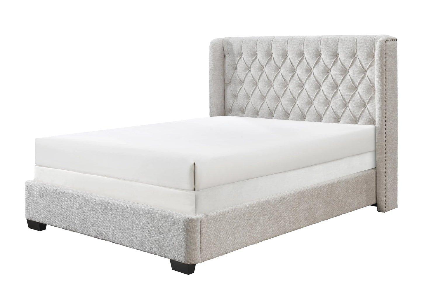 Ivory Upholstered Contemporary Bed