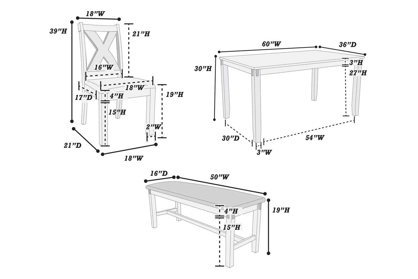 6PC Regular Height Dining Set