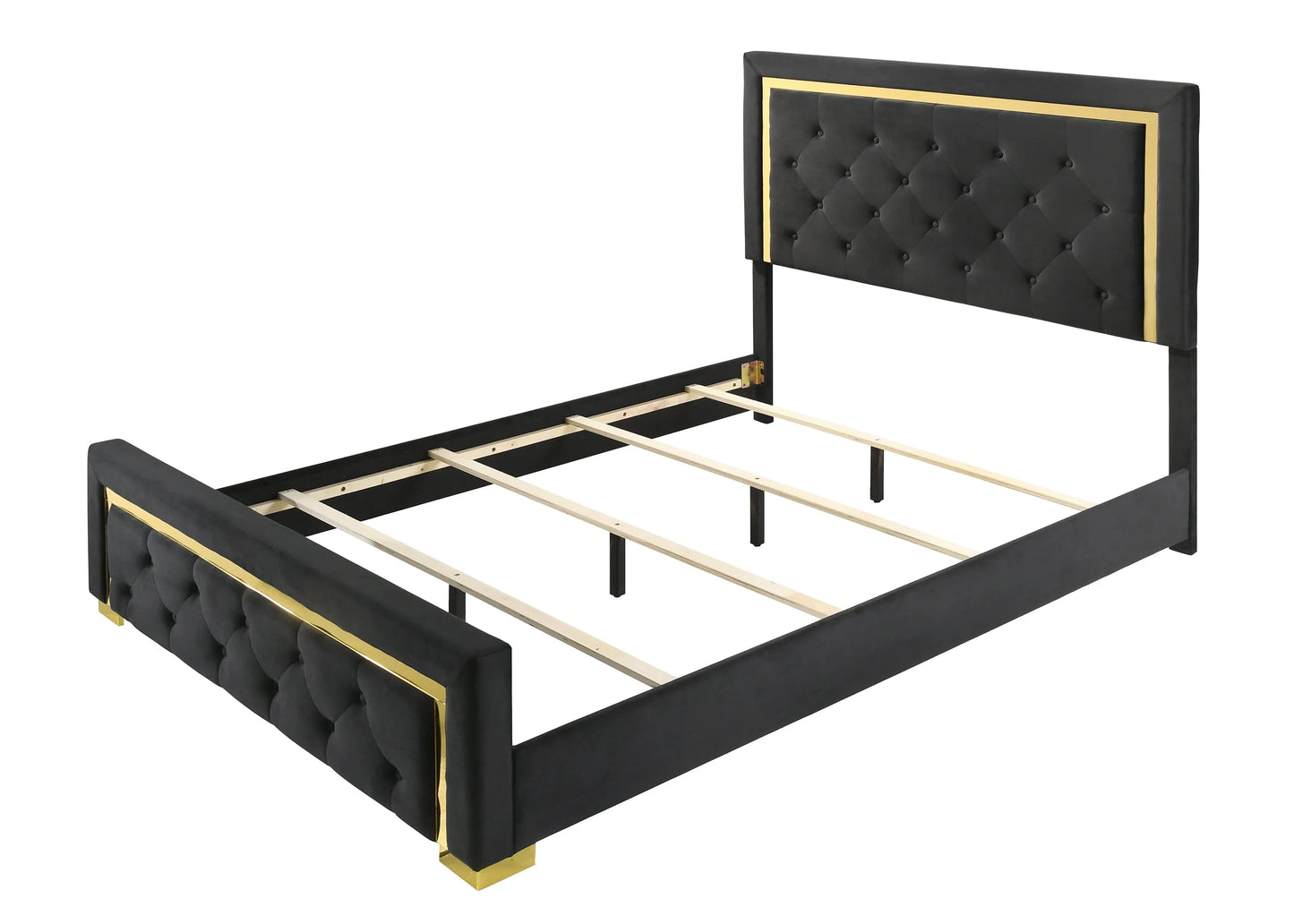 Black UPH Styled with Gold Accents Bedroom Collection