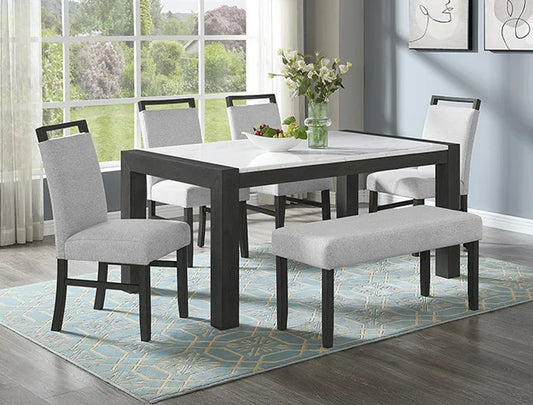 6PC Faux Marble Dining Set