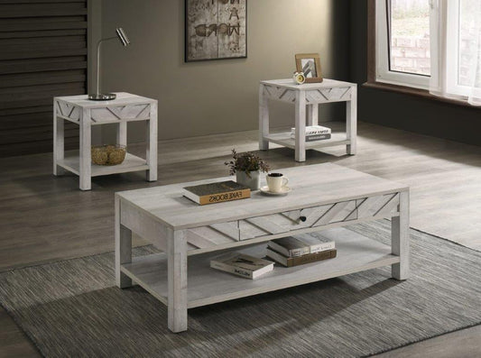 3PC Distressed Antique White Table Set